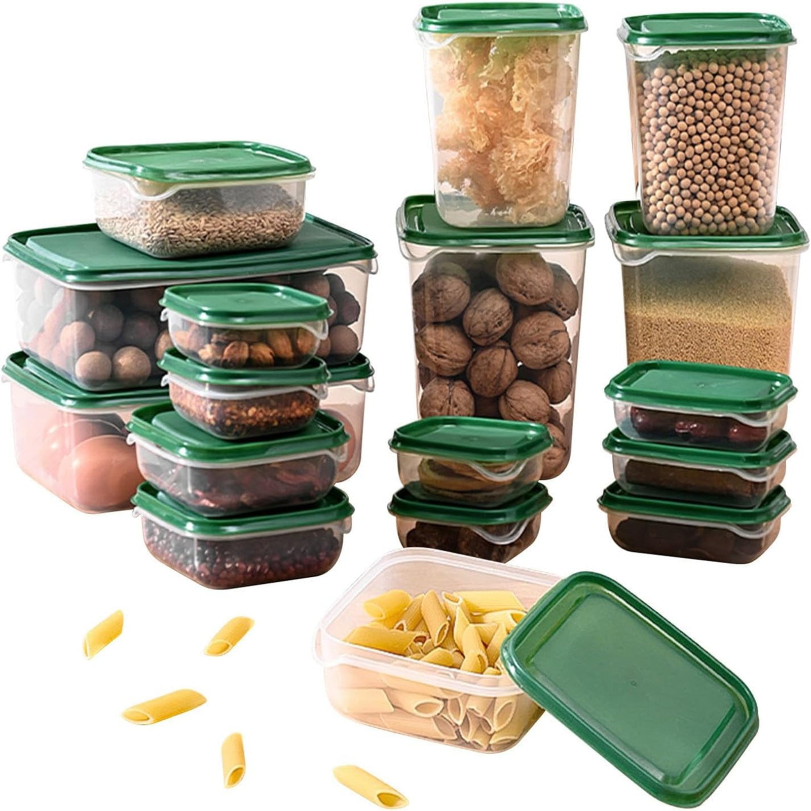 17 Pcs Boxed Food Storage Container Set with Lids Smart Seal Leakproof Airtight Food Storage Container Set Standard Durable Storage Food Containers for Fridge & Freezer, Green