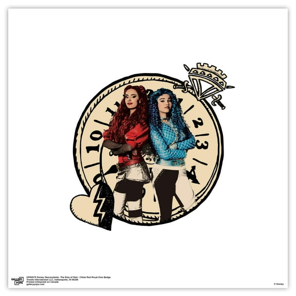 Gallery Pops Disney Descendants: The Rise of Red - Chloe Red Royal Zine Badge Wall Art, Unframed Version, 12" x 12"