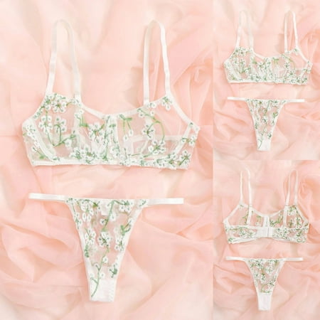

Coappsuiop Lingerie For Women Bra New Fashion Thong Sleepwear Underwear Lingerie Flower Lace Underwear Women