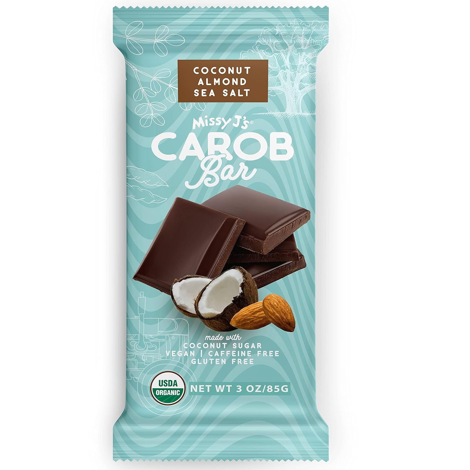 Missy J's Organic Carob Bars Variety Vegan & Gluten-Free Snacks with Coconut Sugar Healthy Desserts