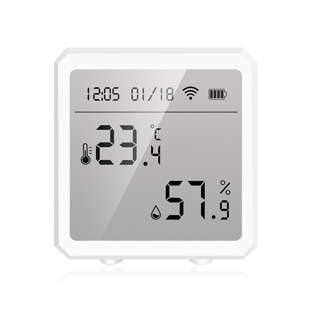 Seitruly Pantalla Digital Tuya, Sensor de temperatura y humedad, WiFi, termómetro LCD, ℃/℉, cambio de Control de voz, compatible con de Electrónica Tipo 1
