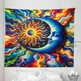 thumbnail image 2 of Ambesonne Trippy Tapestry King Size, Psychedelic Art Moon and Sun, 104"x88", Sea Blue Multicolor, 2 of 3