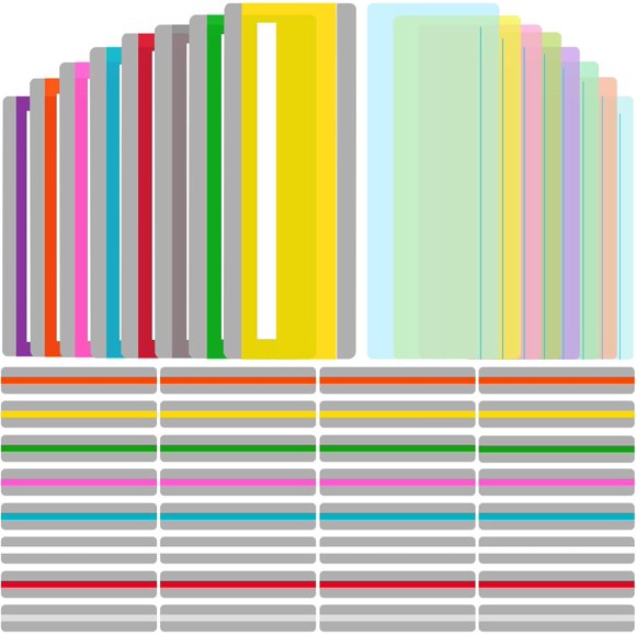 48 tiras de lectura guiadas con 3 estilos destacados, reglas de lectura, seguimiento de lectura, superposiciones de colores, colores surtidos que ayudan con la dislexia