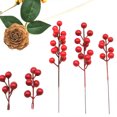 thumbnail image 4 of Matsuzay 10x bayas de acebo artificiales rojas de primera calidad para decoración navideña flor Artificial de amplia aplicación Kits de decoración para fiestas, 4 of 6