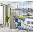 thumbnail image 4 of Ambesonne Nordic Shower Curtain, Harbor Boats Buildings View, 69"Wx84"L, Yellow Dark Salmon, 4 of 4