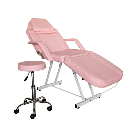 Silla Cama Para Faciales Color Rosa Con Banco LENIVE CAMA-2BC