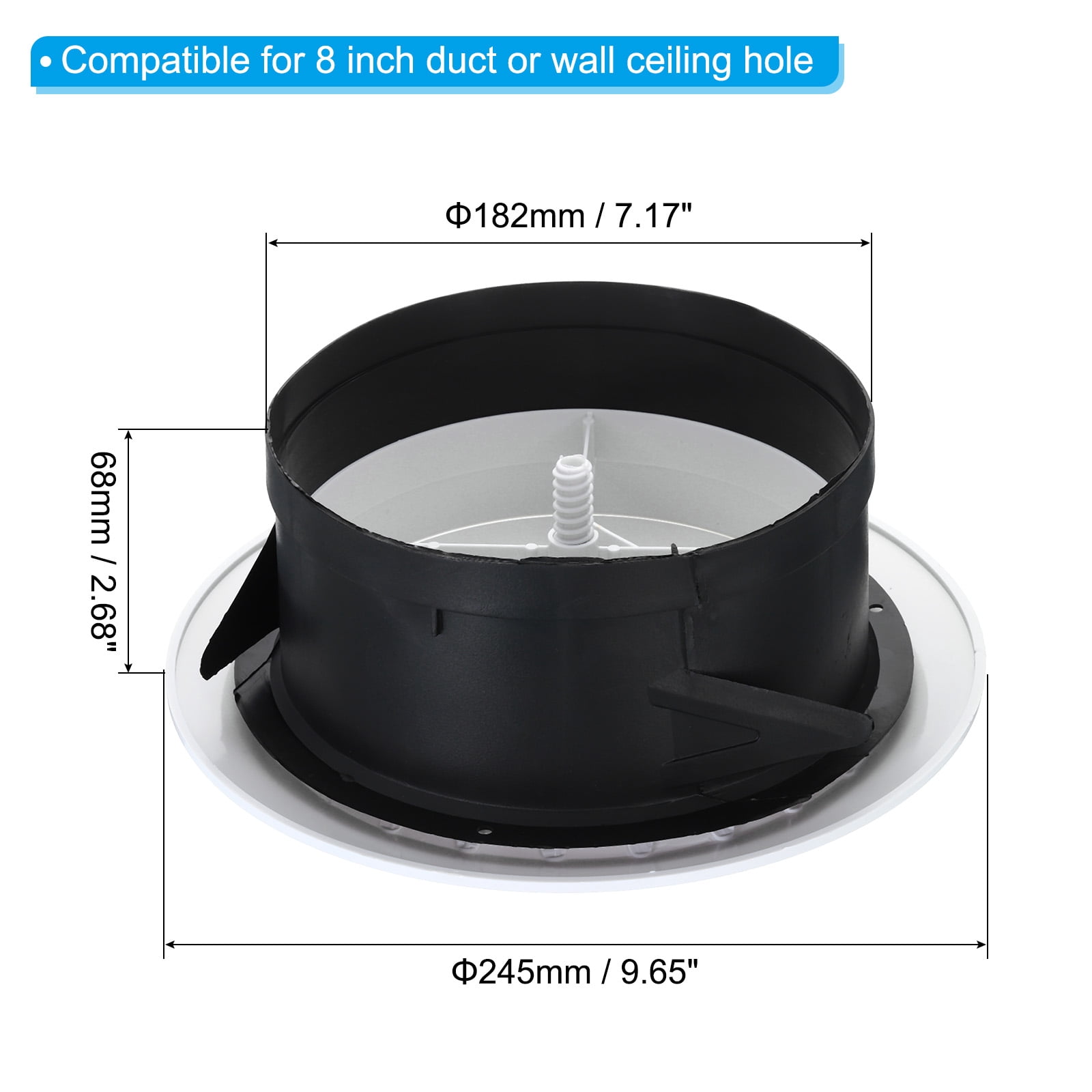 Uxcell 8 Inch Round Air Vent, Adjustable Ceiling Diffuser Grill Cover ABS Louver Soffit Vent White