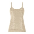 thumbnail image 7 of KHONTS Women's Summer Fashion Sequin Tanks Tops Sparkle Slim Fit Camisole Sleeveless Vest Lightweight Shimmer Tunic Tops Beige XL, 7 of 7