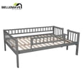 thumbnail image 4 of Triple Bunk Bed Full Size, Full over Full over Full Bunk Beds/Low Triple Bunk Bed with Slide, Ladder and Guardrail, 3 Bunk Beds, Full Bunk Beds for Bedroom (Gray), 4 of 13
