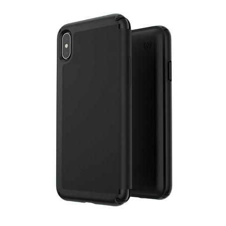 Brand New Speck Products Presidio Folio Leather iPhone Xs Max Case, Black/Black