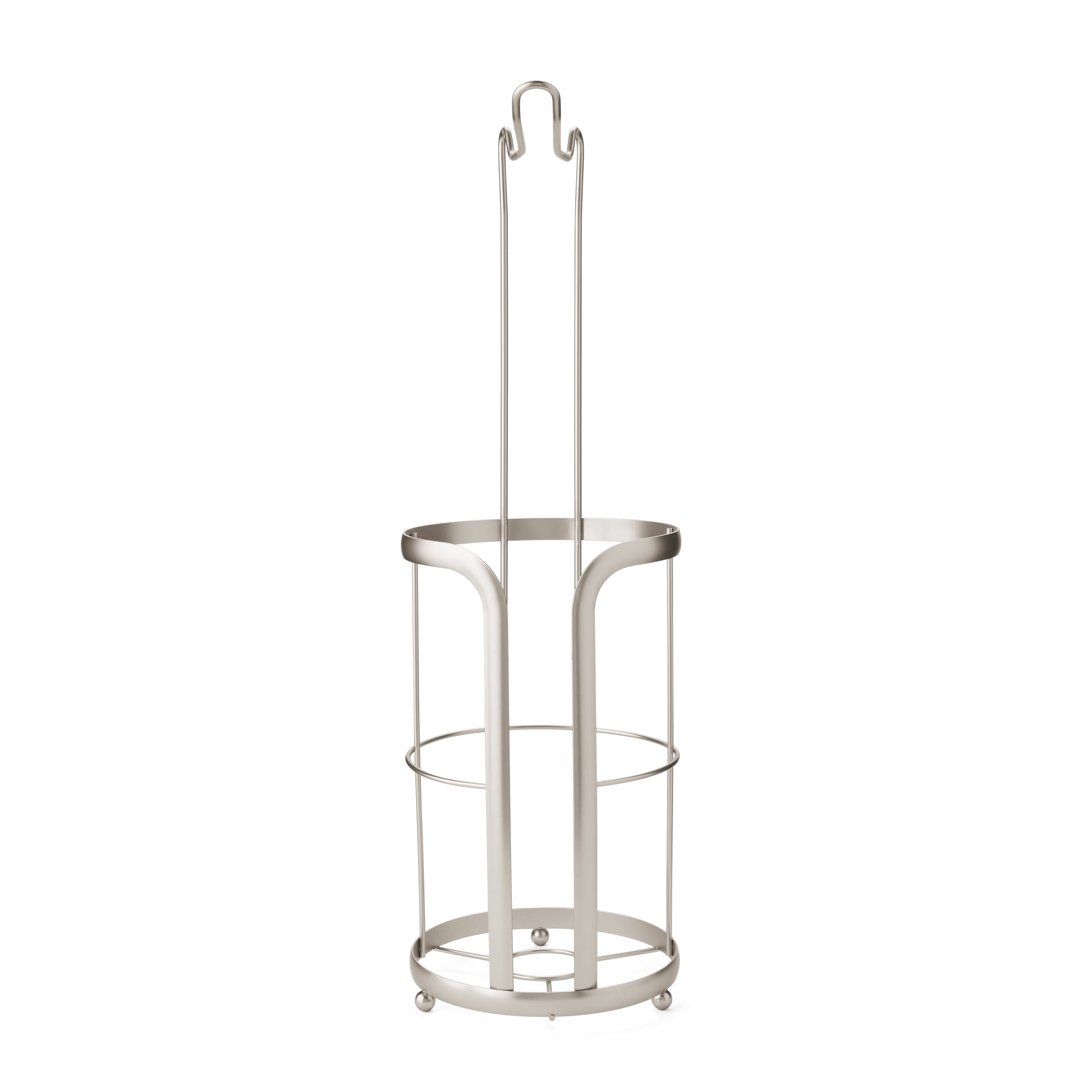 Mainstays Free Standing Satin Nickel Toilet Paper Holder and Roll Reserves Storage