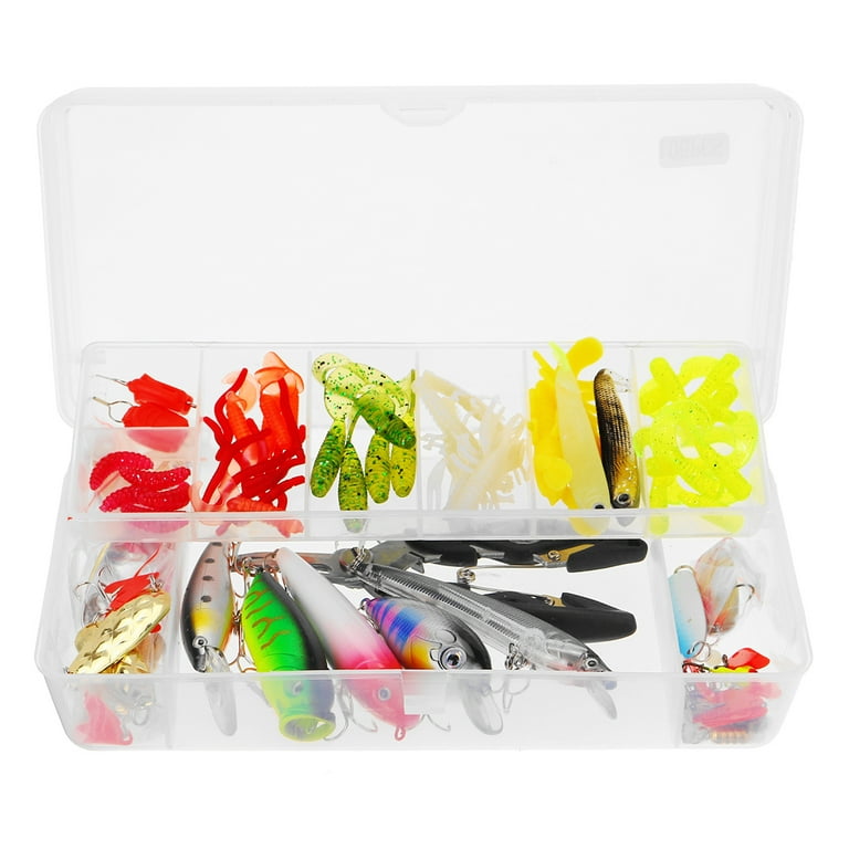 Fishing Tackle Set,PortableFun Fishing Baits Kit Lots with Free Tackle Box,for  Freshwater Trout Bass Salmon 