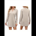thumbnail image 3 of Vestido de Otoño 2025 para Mujer, Estilo Suéter Deportivo Informal, Holgado, de Larga y Cuello en V, de Color Liso. Albaricoque L, 3 of 7