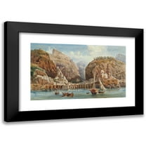 Giovanni Giordano Lanza 18x12 Black Modern Framed Museum Art Print Titled - Fishing at Atrani on the Amalfi Coast