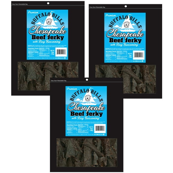 Buffalo Bills 7oz Premium Chesapeake Beef Jerky Packs (three 7oz beef jerky packs)