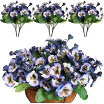 6PCS Artificial Flowers Artificial Pansy Bushes Faux Plastic Flower Fake Plants Indoor Outdoor Home Garden Decoration (Pink)