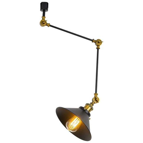 KAYYELAMP Angle Direction Adjustable Track Lamp H-Type E26 Copper Base with Black Shade Retro Design Tracking Light for Wall Painting Kitchen Store(No Bulb, Track)