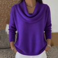 thumbnail image 2 of Teylalorva Women's Fashion Solid Color Sweater Long Sleeve Round Neck Top for Fall Winter Wear Top Purple Size M, 2 of 4