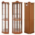 thumbnail image 5 of Lighted Corner Display Curved Top Curio Cabinet Wooden Shelving Unit with Tempered Glass Door, Bar and Liquor Storage Area with 6 Adjustable Shelves, 5 of 15