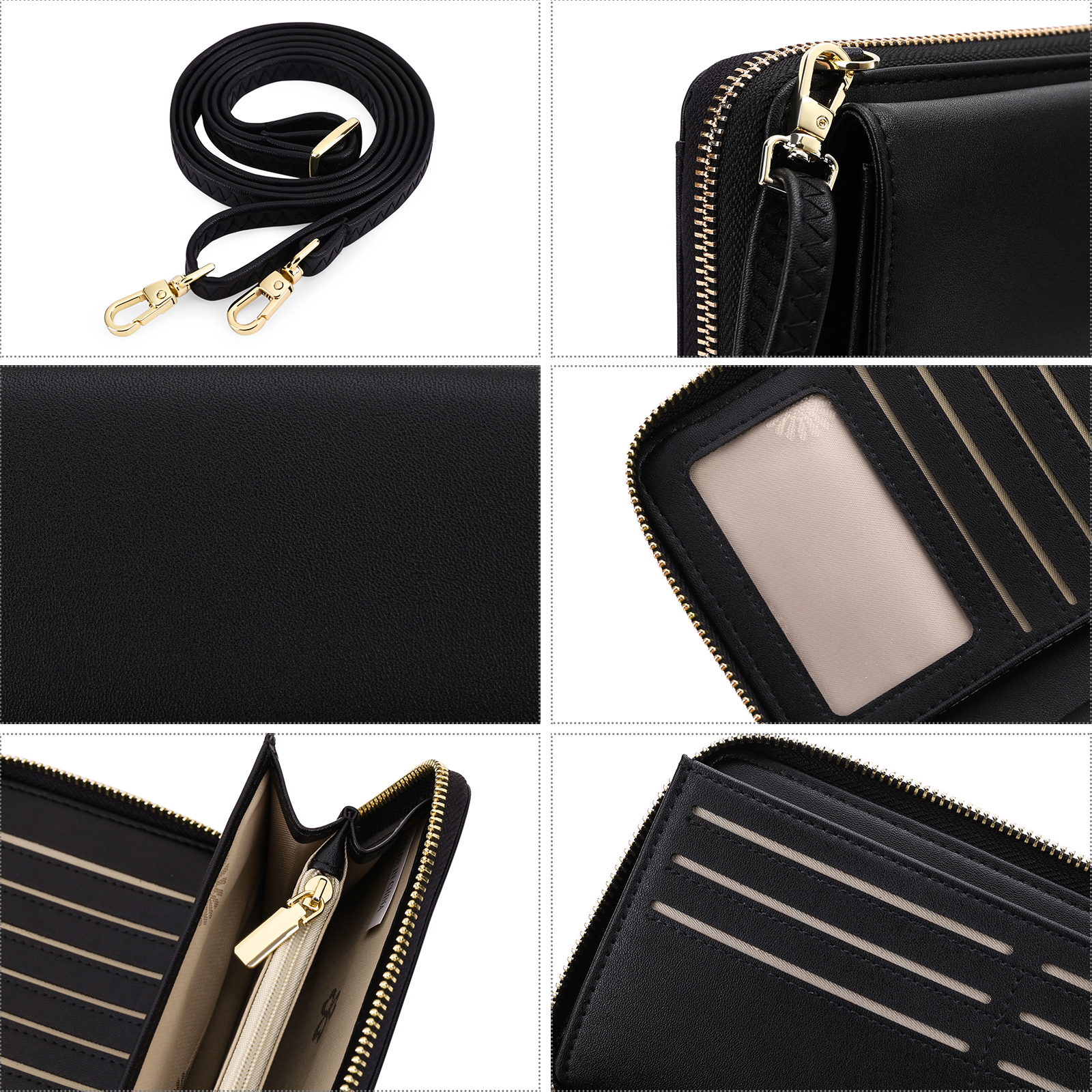 FALAN MULE RFID Leather Wallet Wristlet Black photo 3