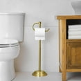 thumbnail image 2 of Toilet Paper Holder Stand for Floor, Brushed Gold Adjustable (12.4" to 22.8") Bathroom Toilet Tissue Holder, Free Standing Toilet Paper Roll Holder with Storage, Stainless Steel, 2 of 18