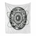 thumbnail image 1 of Galaxy Mandala Soft Flannel Fleece Throw Blanket, Orbital Hoops Inspired Design Interpenetrated Sun and Moon Day Night, Cozy Plush for Indoor and Outdoor Use, 60" x 80", Black and White, by Ambesonne, 1 of 6