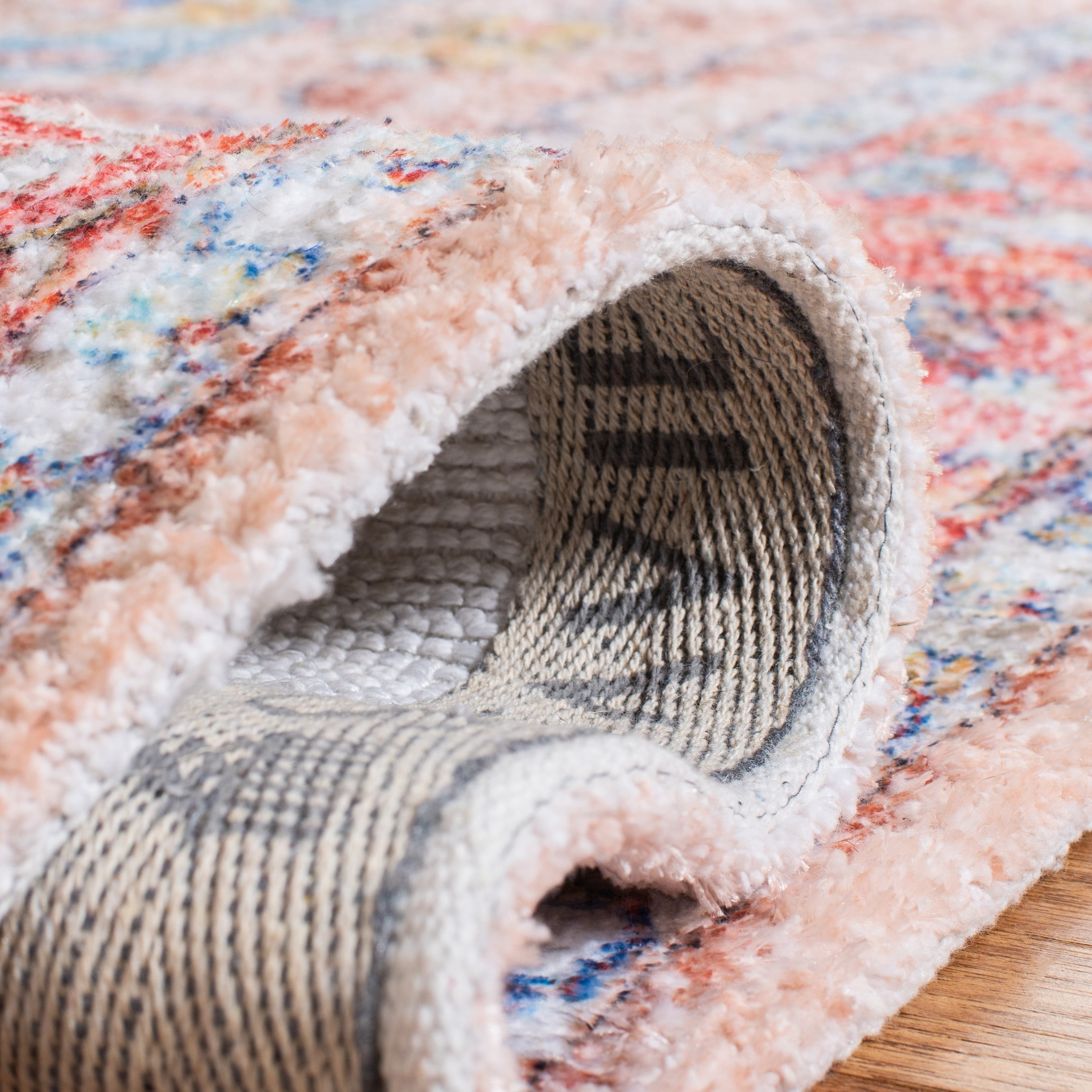 SAFAVIEH Saffron Algernon Distressed Oriental Area Rug, Rust/Blue, 8' x 10'