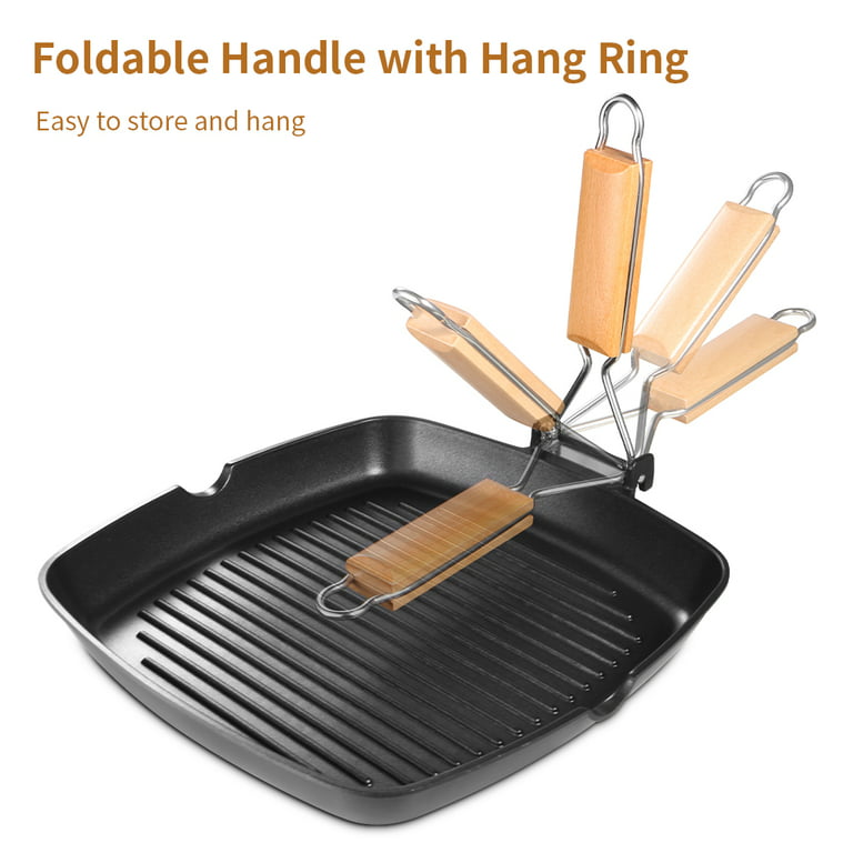  S·KITCHN Grill Pan with Folding Handle, Nonstick Grill Pan for Stove  Tops, Induction Compatible KBBQ Grill Pan with Pour Spouts, Indoor  Rectangle BBQ Grilling Pan - 13 × 9IN: Home 