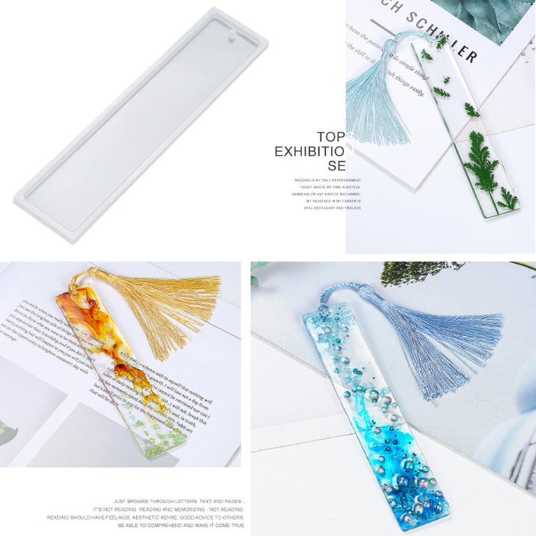 EXCEART 4-Piece Silicone Bookmark Molds For Resin Crafting - DIY Feather Shape Molds