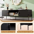 thumbnail image 5 of CZMDZH TV Stand for 65 Inch TV, Mid Century Modern Entainment Center with 2 Storage Cabinets & Open Shelf, TV Console Table Media with Metal Legs for Living Room, Bedroom, Black, 5 of 9