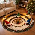 thumbnail image 4 of BZPIZ 24“ Christmas Round Rug, 3D Optical Illusion Train Tunnel Prank Rug, Christmas Train Holiday Floor Mat for Living Room Bedroom Entryway, 4 of 6