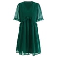 thumbnail image 2 of Vestido Recto De Manga Corta, Ligero, Suelto, Casual, Fluido, Mini Vestido De Cintura Alta, Con Volantes Amigables Con La Piel Para Fiestas, Compras En La Playa OTVIAP verde oscuro L, 2 of 6