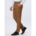 thumbnail image 2 of Unique Bargains Men's Striped Dress Pants Straight Fit Color Block Office Suit Trousers 30 Brown White, 2 of 6