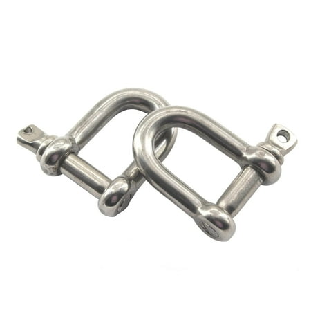

(2 Pieces) 304 Stainless Steel Screw Pin Anchor Shackle Bow Shape Ring Shackle for Wire Rope Lifting Out Door Sports Camping Climbing AAA-1125