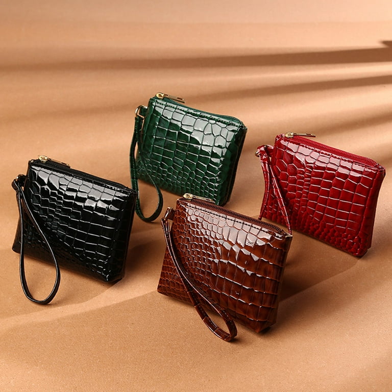 Yesbay Clutch Bag Crocodile Pattern Smooth Zipper Hand Ring Waterproof Faux  Leather Wallet Card Holder for Shopping 