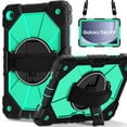 thumbnail image 1 of Funda Resistente a Golpes para Samsung Galaxy Tab A9+, Silicona Anti-caída + Funda Protectora de Capa de PC con Asa Giratoria de 360°, Soporte, Correa para el Hombro, Verde, para Galaxy Tab A9+, 1 of 8