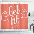 thumbnail image 1 of Ambesonne Fitness Shower Curtain, Bodybuilder Arms Biceps, 69"Wx75"L, Coral and White, 1 of 3