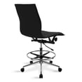 thumbnail image 6 of 2xhome Set of 2 Modern Drafting Chair | Upholstered PU Leather Ribbed Armless Mid Back with Tall Adjustable Base & Leg Rest | Computer, Home, Executive, Conference, Meetings (Black), 6 of 12