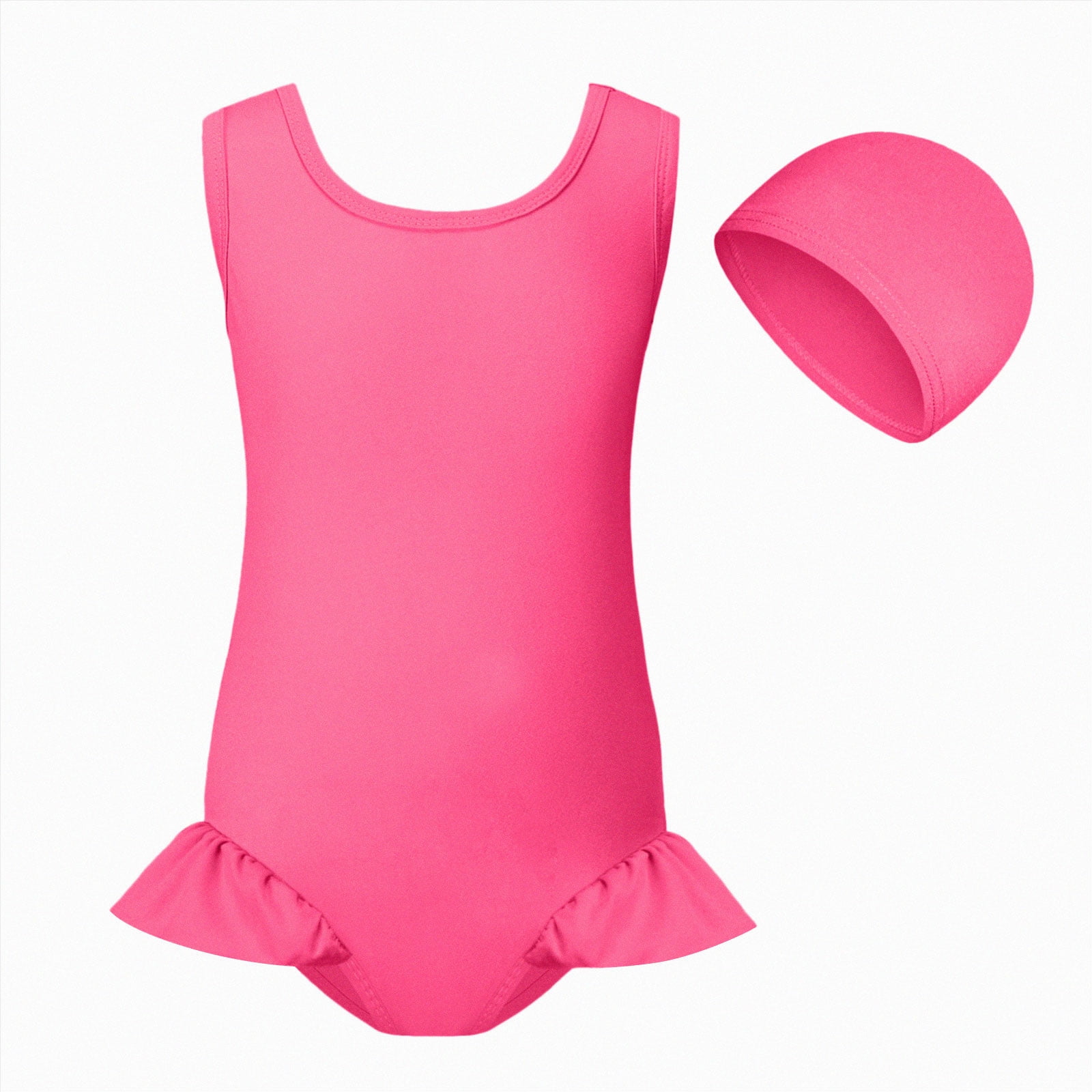 Gubotare Cute Swimsuits for Teen Girls Girls Swimsuit One Piece Bathing Suit Quick Dry Beach Swimwear Cute Cross Shoulder Strap Swimming Suits Size 13-14 (Hot Pink 13-14 Years)