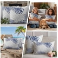 thumbnail image 5 of Blue White Outdoor Waterproof Pillow Covers, Abstract Grey Chrysanthemum Flower Floral Decorative Rectangle Throw Pillowcase Sofa Cushion Sham for Patio/Couch/Chair, 20"x12" 2 Pack, 5 of 8