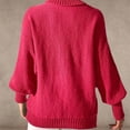 thumbnail image 4 of Cute Sweaters for Women Teen Girls with Bowknot Lapel/High Neck Long Sleeve Knitted Crop Plain Pullover Winter Tops (XL, Red|Turtleneck), 4 of 4