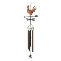 Zingz Home Iron Weathervane Wind Chime - 45x11.75x7 - Copper Rooster
