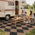 thumbnail image 4 of DEORAB Outdoor Rug 5'x 8' Polypropylene Surface Washable UV-Resistant Carpet Patio Deck Porch，Black & Coffee, 4 of 12