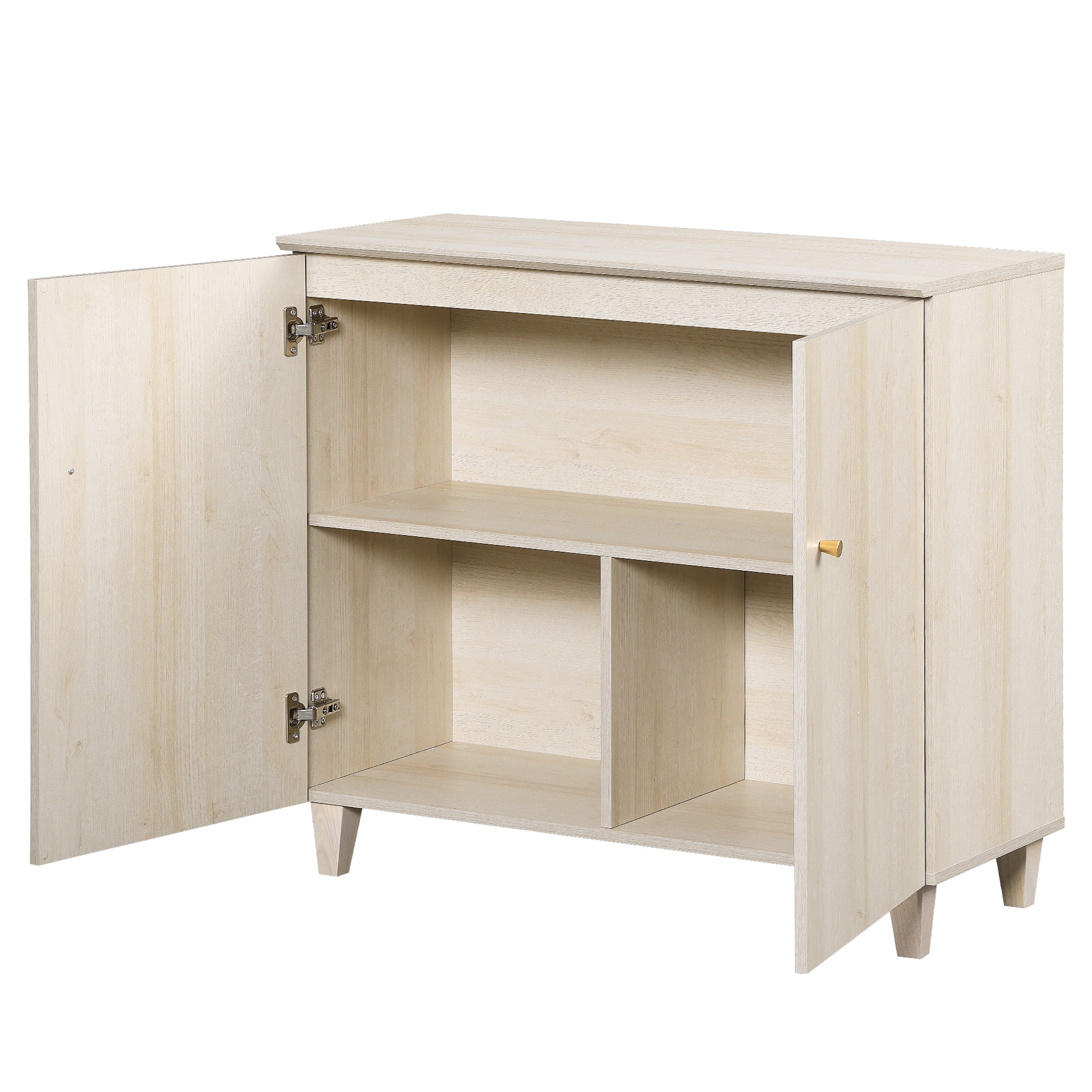 WAMPAT Home Office Furniture Set, 58" Executive Desk with Charging Station and Drawers,3-Column 71" Tall Bookcase with Doors and Adjustable Shelves for Living Room, Natural Oak