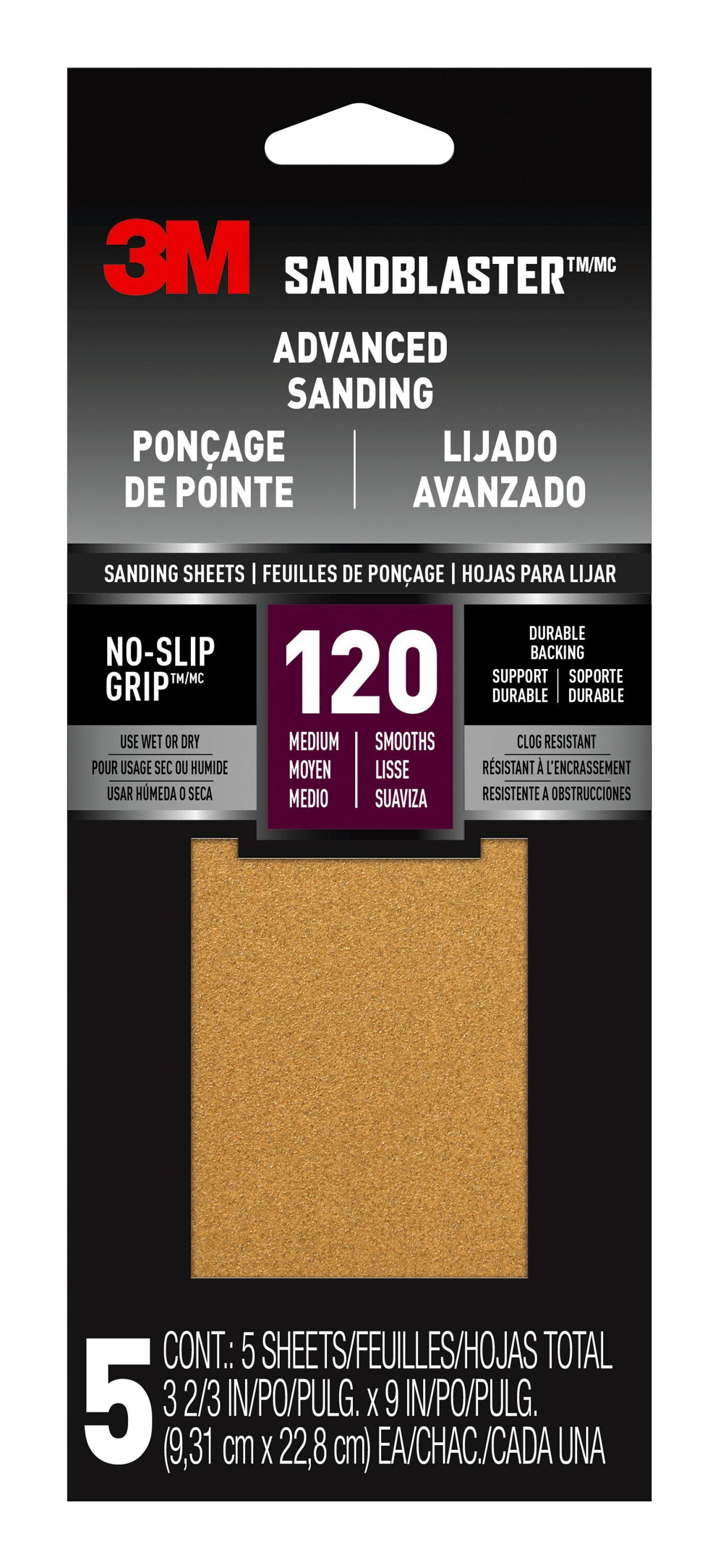 3M SandBlaster Advanced Sanding Sanding Sheet 120 grit, 11120G5, 3 2/