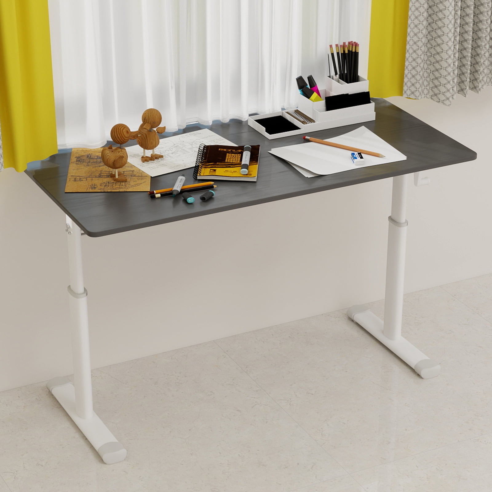 Adjustable Study Desk for Children and Adults, Height-Adjustable, Multifunctional Home Office Desk, Compact Design, 60x120cm
