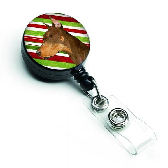 Carolines Treasures SS4537BR Doberman Candy Cane Holiday Christmas Retractable Badge Reel