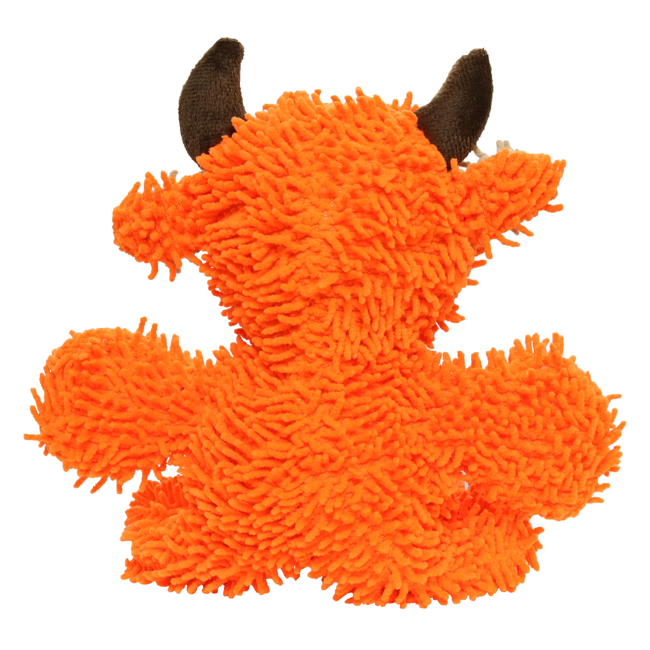 Mighty Microfiber Ball Med Bull Orange Durable Plush Squeaky Dog Toy