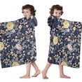 thumbnail image 4 of Pioneer Flower Floral Print Pattern Hooded Bath Towel，60"x35" for Ages 3 To 12 Kids, Quick Dry Lightweight Soft Microfiber Hood Beach Towel Cover Up for Kids, 4 of 7