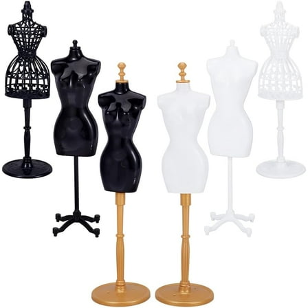 6 Pcs 6 Styles Mini Cloth Model Dress Forms Cloth Gown Model Stand for Display Holder Stand Support for DIY